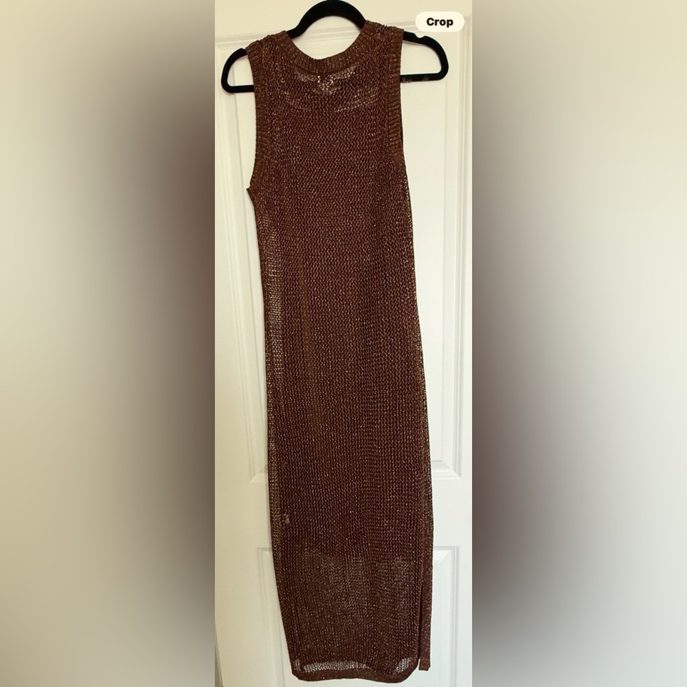 Sleeveless Copper Brown Knit Maxi Dress